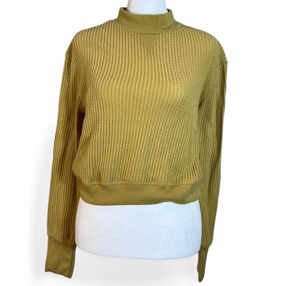 Poof! Mustard Cowl Neck Sweater Medium Wimsygoth Cozy Knit